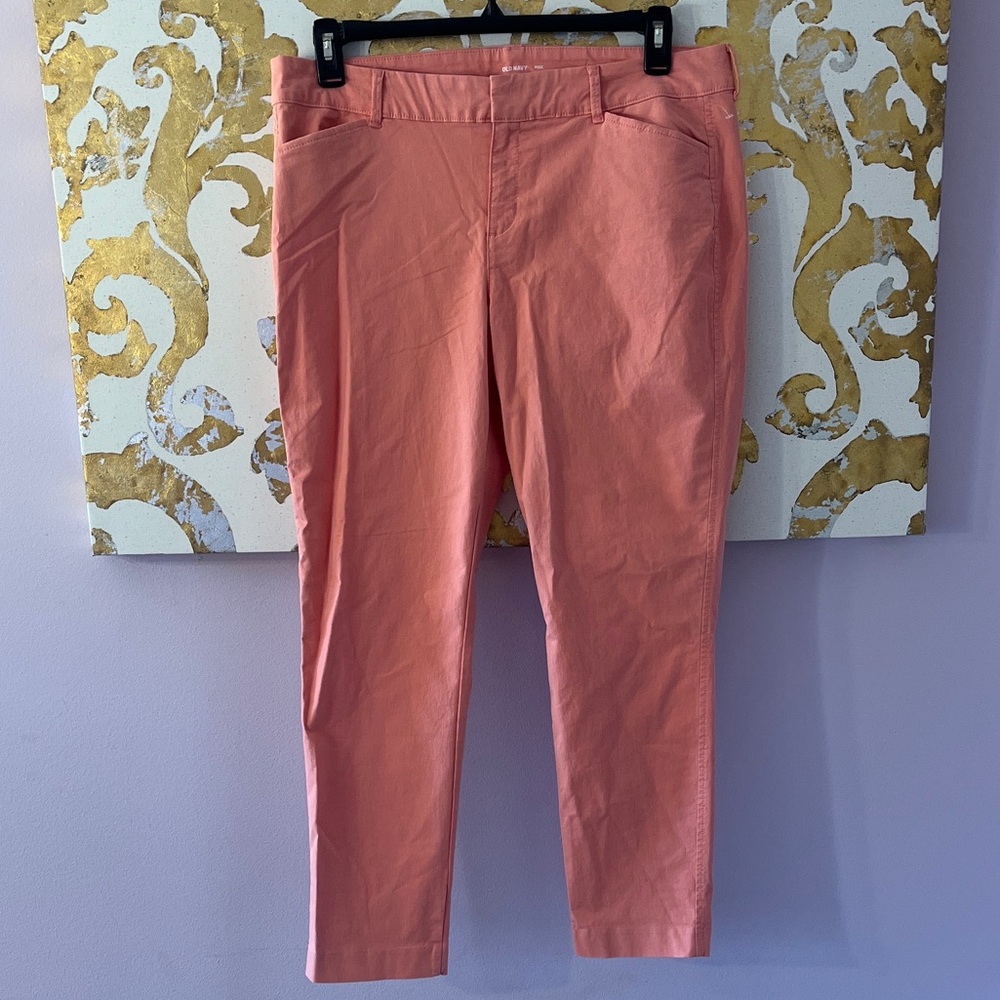 Old Navy Size 14 Pink Pixie Mid Rise Straight Leg Casual Pants
